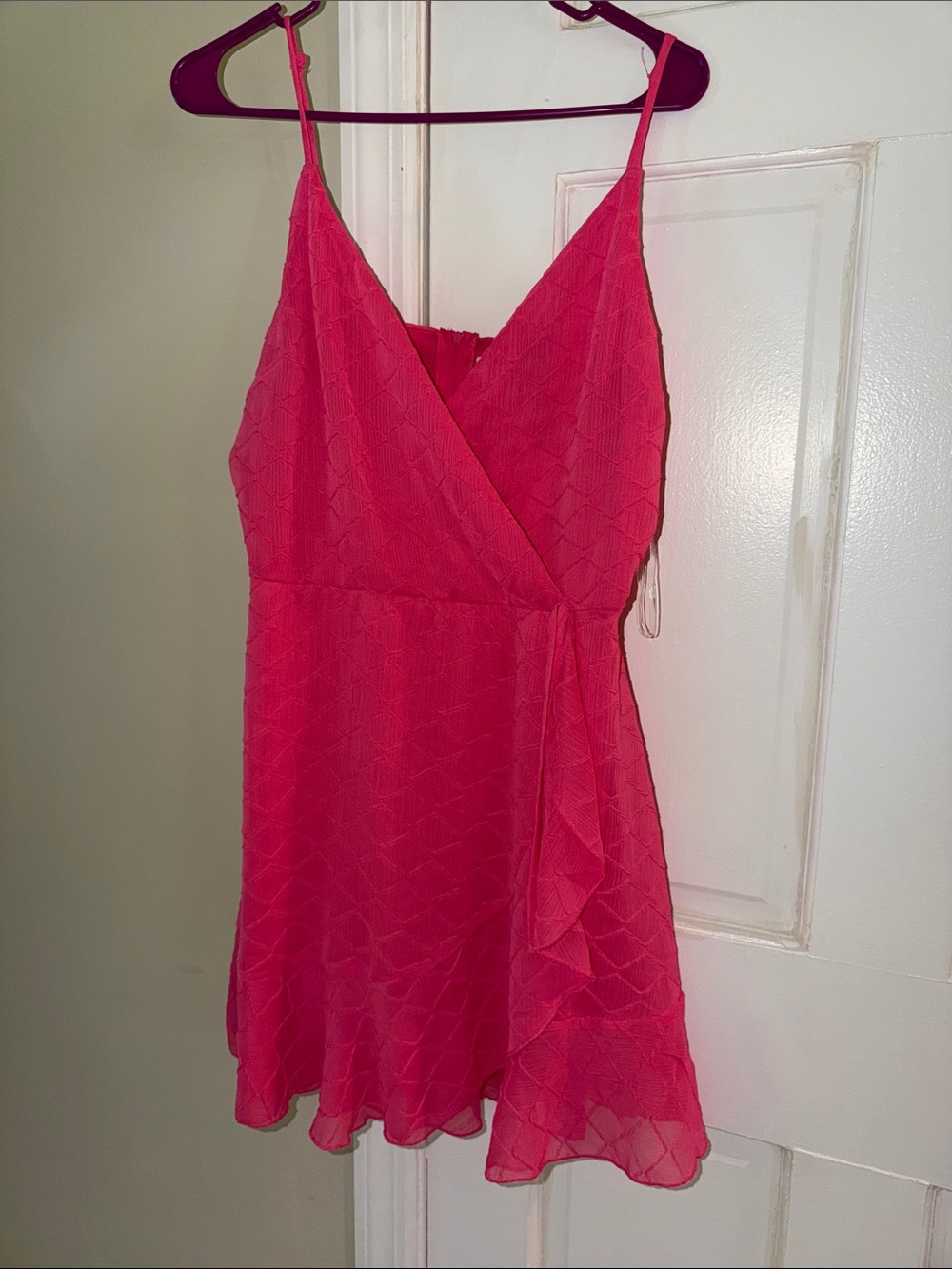 Speechless Hot Pink Spaghetti Strap Wrap Slip Dress